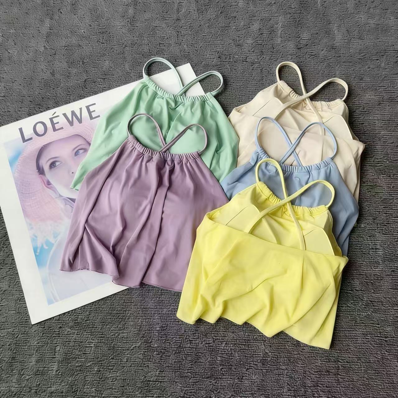 Pilate Yoga Workout - Tank Top Olahraga Halter 2-in-1 Berbahan